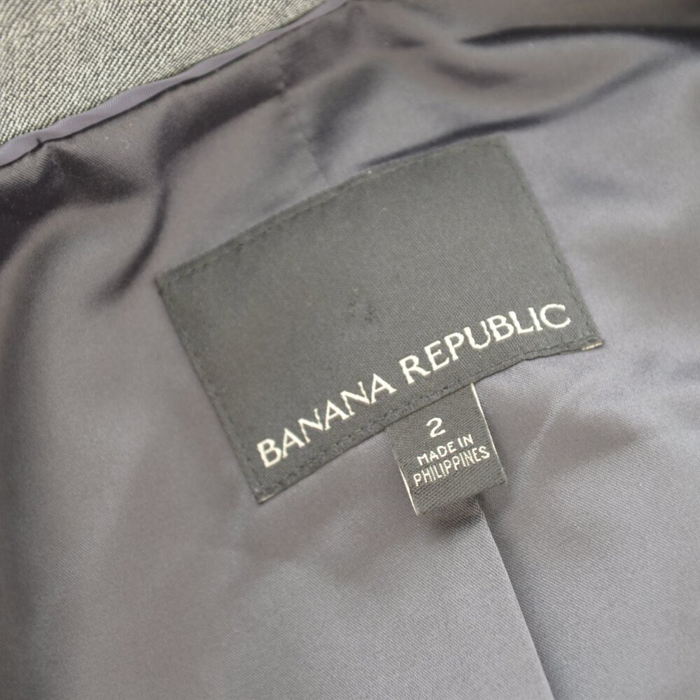 Banana Republic Grey Wool Tailored Single Button Long Blazer Sz 2 - Picture 5 of 8